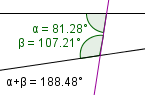 Dos rectas cuyos ángulos interiores en el lado izquierdo son más de 180 grados. Las rectas se encuentran a la derecha.