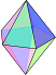 Diez caras triangulares congruentes dispuestas formando un pentágono en el centro y viniendo a los puntos en los extremos.