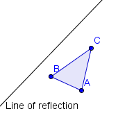 A line of reflection and a triangle ABC.