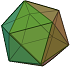 A shape having twenty faces that are congruent equilateral triangles.