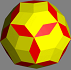 A ninety sided figure with sides that are one of two rhomboids.
