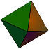 Ocho caras triangulares congruentes que forman un cuadrado en el centro y que vienen a un punto en los extremos.
