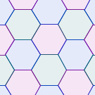 A regular tessellation of hexagons. Around each vertex are three identical hexagons.