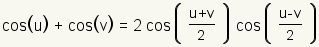 lechuga romana (u)+cos (v)=2cos ((u+v)/2) lechuga romana (/2) (ultravioleta)