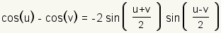 lechuga romana (u) - lechuga romana (v)=-2sin (pecado (u+v)/2) (/2) (ultravioleta)